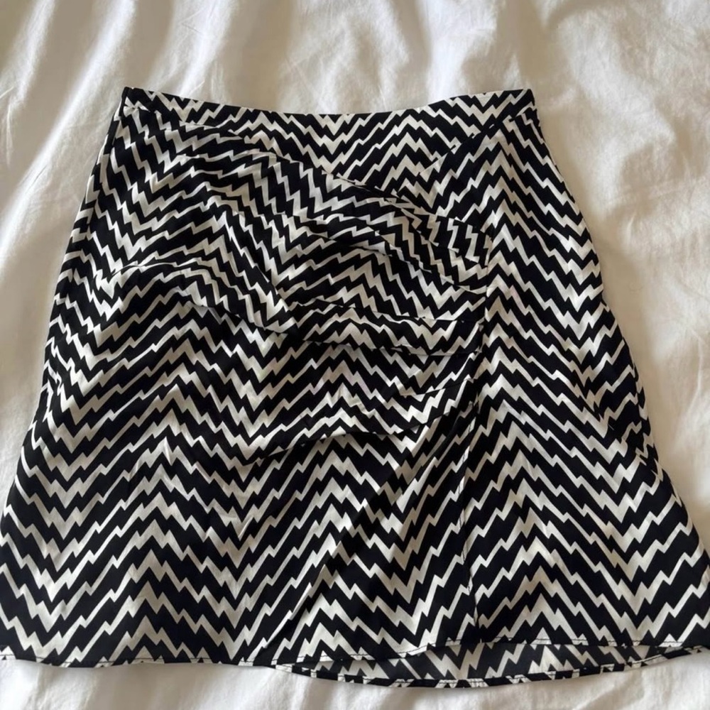 The Kooples Black and White Zigzag Mini Skirt
